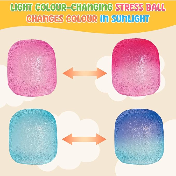 Fidget Toys Stress Balls for Kids & Adults - Changes Color in The Sun -Slow Rise Dough Ball - Fidgets for Classroom - Squishy Fidget Toys Stretchy Squeeze Stress Relief Balls for Anxiety (Dough Pink)