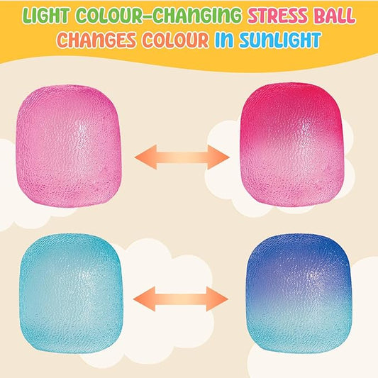 Fidget Toys Stress Balls for Kids & Adults - Changes Color in The Sun -Slow Rise Dough Ball - Fidgets for Classroom - Squishy Fidget Toys Stretchy Squeeze Stress Relief Balls for Anxiety (Dough Pink)
