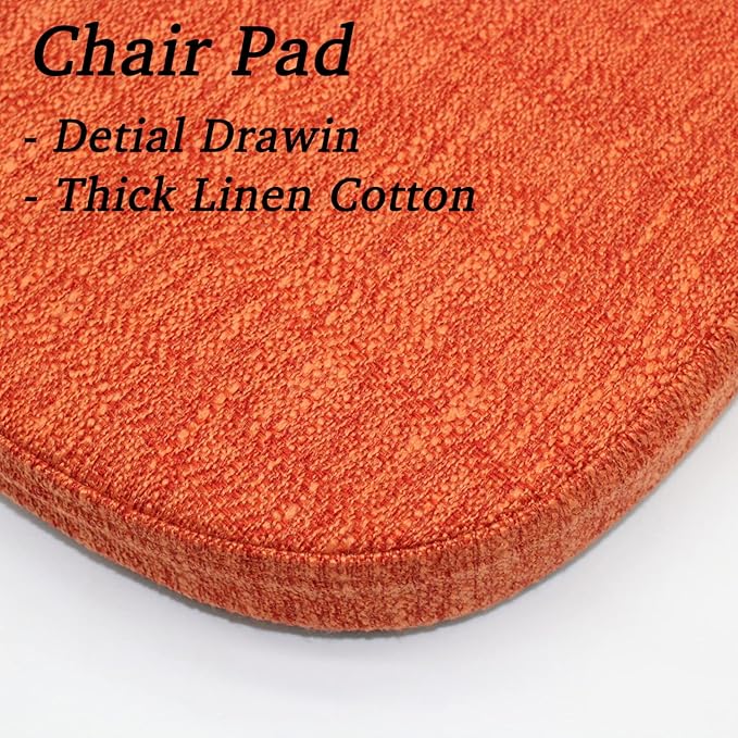 Seat Cushion with Ties for Kitchen Chairs - Memory Foam Non Slip Dining Room Chair Pad with Machine Washable Cover [16.5 x 16.2 Inches] - Orange