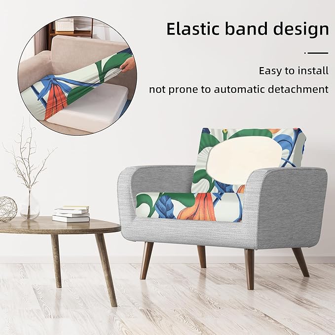 8Pcs Stretch Patio Cushion Covers, Outdoor Couch Covers Replacement,Outdoor Couch & Sofa Slipcovers,for Patio Furniture Cushion Covers,Washable Reusable Furniture Protector (Print,Cover Only)