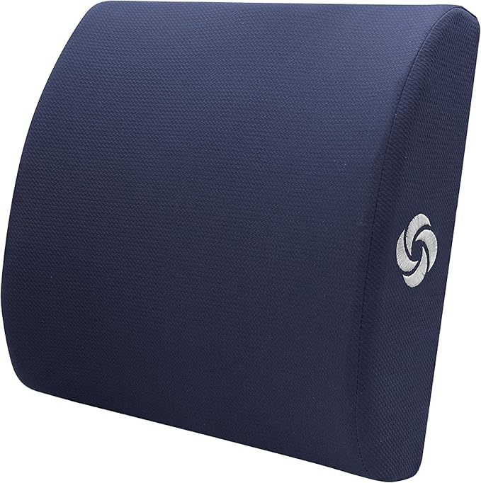 Samsonite Ergonomic Lumbar Support Pillow for Office Chair and Car Seat - Memory Foam Back Support Lumbar Pillow Premium Cushion Chair Support for Lower Back Pain Relief and Versatile Use (Dark Blue)