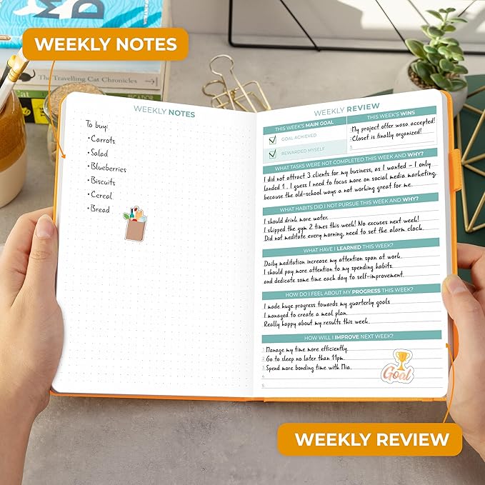 Clever Fox Daily Planner 2nd Edition – Undated Time Block Task Organizer with Hourly Schedule & to-do List – A5, 6 Months (Amber Yellow)