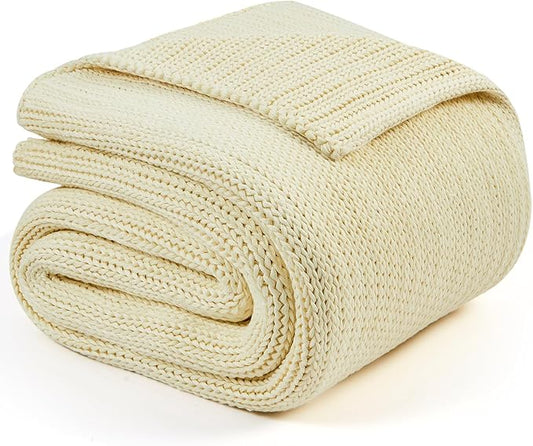 L'AGRATY Knitted Weighted Blanket - 48"x72" 20lbs Cooling Knit Heavy Blankets for Adults Braided Crochet Throw Thick Cable Chunky Yarn Decorative No Beads Evenly Weighted Machine Washable