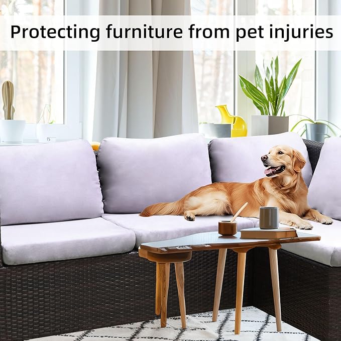 8Pcs Stretch Velvet Patio Cushion Cover,Fluffy,for Fall Outdoor Couch Cushion Cover Replacement,Washable Indoor Outdoor Cushion Slipcovers(Smoke Gray,Cover Only)