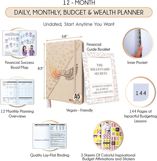 Budget Planner and Monthly Bill Organizer - Finance Planner, 12-Month Journey to Financial Freedom | Bill Payment Tracker Monthly Organizer, Money Saving & Expense Tracker | Undated Budgeting Journal