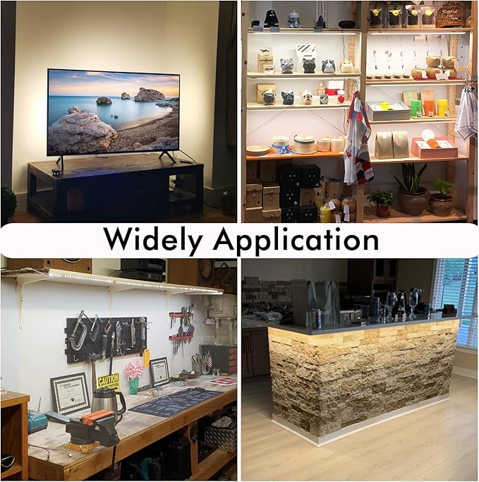 WOBANE Under Cabinet Lighting Kit, 6PCS 20inch LED Strip Bars with 24W Adapter,RF Remote,Hidden Super Bright Daylight for Kitchen Cabinet,Under Desk,Counter Lighting,4000K Natural White,1500LM