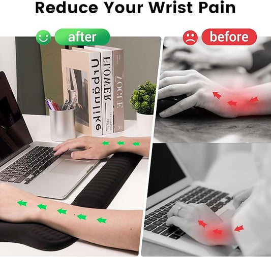 MEKASS Ergonomic Mouse Pad and Keyboard Wrist Rest Set, Super Soft Memory Foam Desk Wrist Support for Computer Keyboard, Non-Slip Arm Palm Rests Cushion for Typing Gaming Office (Blue Sun and Moon)