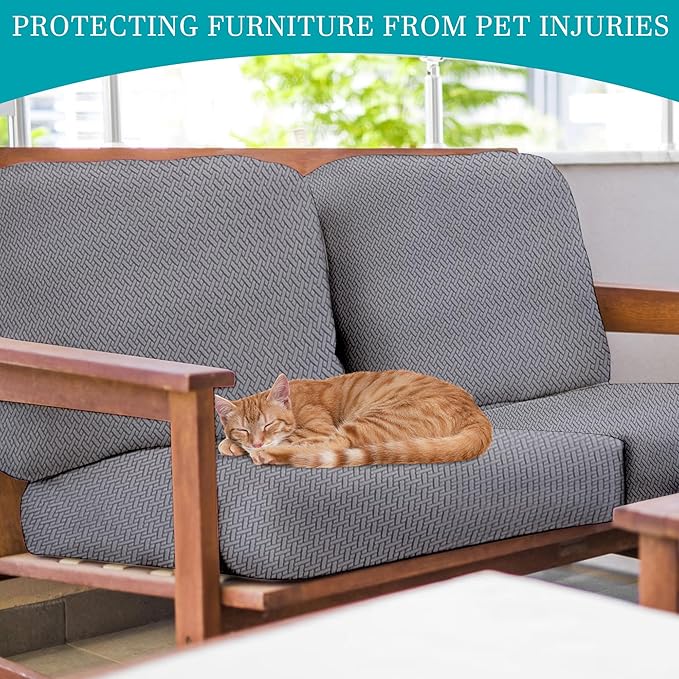 14Pcs Stretch Patio Cushion Covers,Outdoor Couch Covers Replacement,Outdoor Couch & Sofa Slipcovers,for Patio Furniture Cushion Covers,Washable Reusable Furniture Protector (Grey,Cover Only)