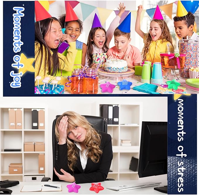 Chalyna 30 Pieces Motivational Star Stress Ball Quote Relief Ball, 2.2 Inch Pu Foam Stress Balls Bulk Sensory Star Ball Gifts for Kids Teens Adults Relieve Anxiety Party Supplies (Assorted Colors)