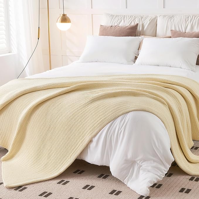 L'AGRATY Knitted Weighted Blanket - 48"x72" 20lbs Cooling Knit Heavy Blankets for Adults Braided Crochet Throw Thick Cable Chunky Yarn Decorative No Beads Evenly Weighted Machine Washable