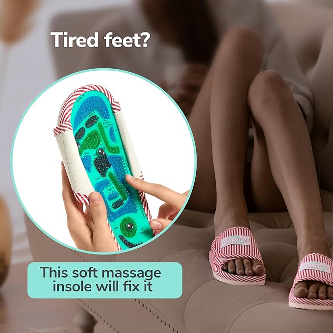 Acupressure Massage Slippers for Plantar Fasciitis & Neuropathy Relief – Reflexology Massager Sandals, Ideal Gift for Men & Women, Stress & Tension, Pain Management for Foot Health