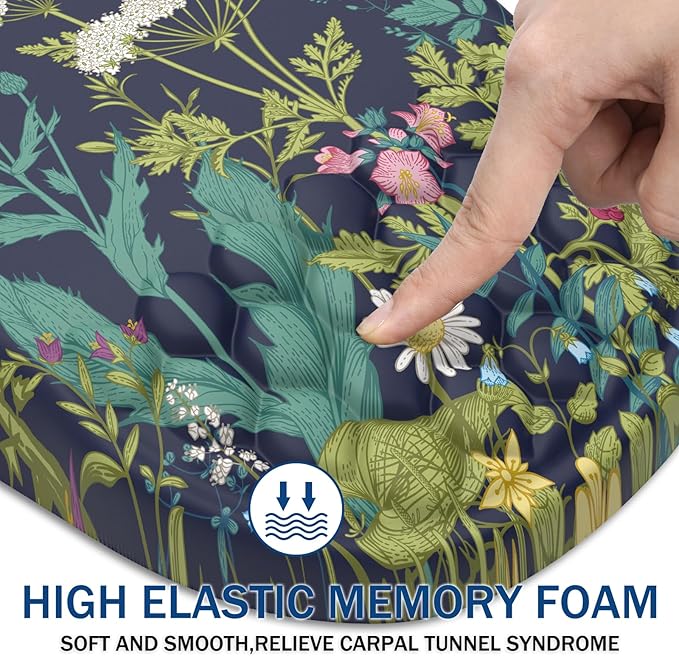 Ergonomic Mouse Pad Wrist Support, with Memory Foam & Non-Slip PU Base, Comfortable Massage Design Mouse Pad Relieve Wrist Fatigue&Pain, Suitable for Computer, Office and Home(05Midnight Flower)