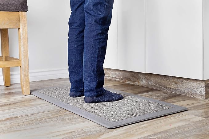 J&V TEXTILES Hillside Oversized Oil- and Stain-Resistant Anti-Fatigue Kitchen Mat (Single Gray)*