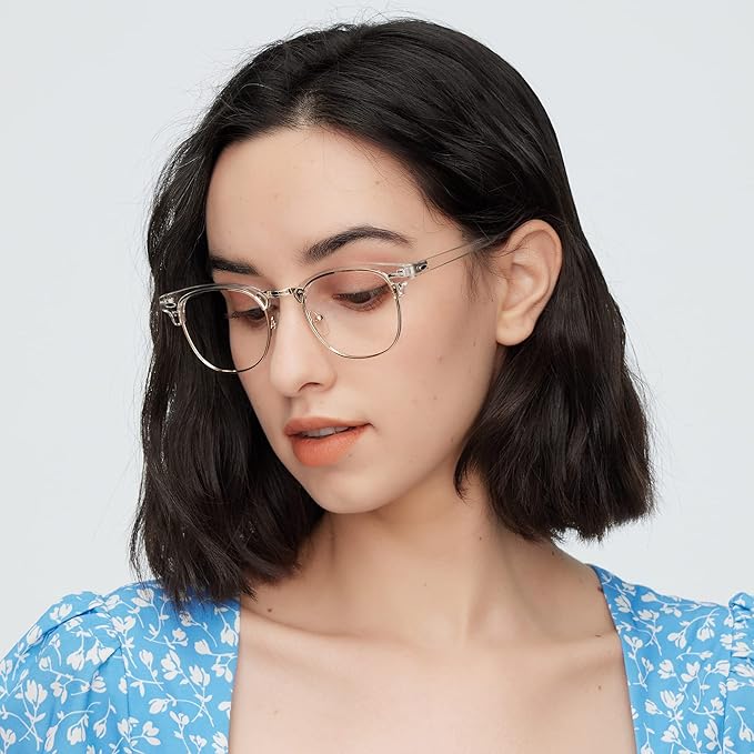 GUDVUE Blue Light Glasses, Computer/Gaming/TV/Phones Glasses for Women/men, Anti Glare/UV400/Eye Strain, Clear/Golden