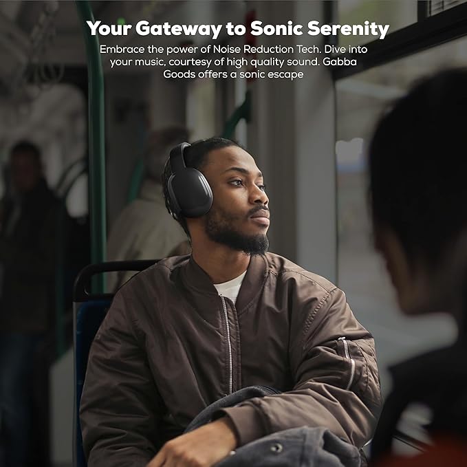 Gabba Goods Wireless Over Ear Bluetooth Headphones with Microphone - Wireless Headset -Noise Reduction - Bluetooth, Wired,Built in Micro SD for Travel, Home, Work TV,PC,Gaming,Cellphone (Black)