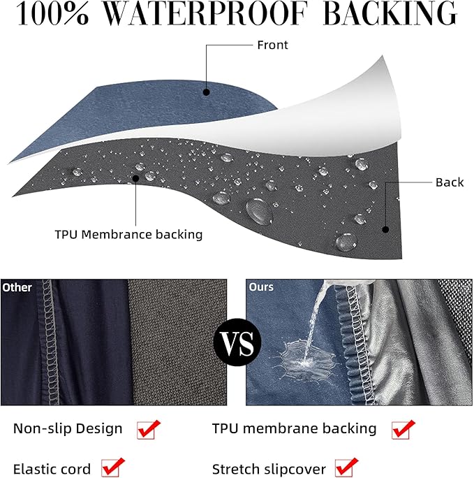 8Pcs Stretch Patio Cushion Covers Waterproof Outdoor Cushion Covers,Outdoor Couch Covers Patio Couch Cover Slipcovers, for Furniture Protector Cover Replacement(Cover Only) (Grayish Blue)