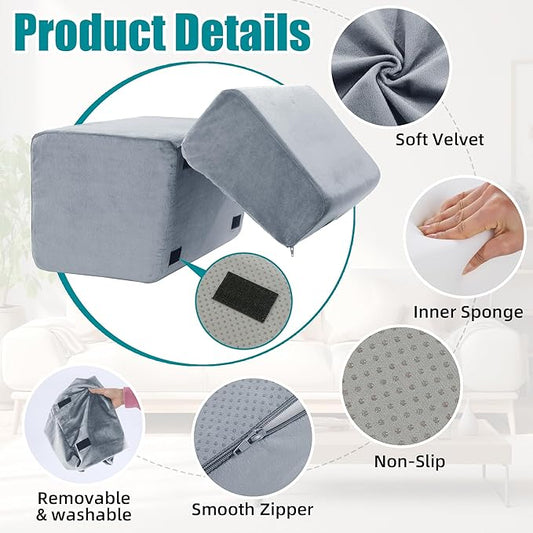 MABOZOO Foot Rest Under Desk, 3 Adjustable Height Foot Rest with High-Density Foam Ergonomic Design Foot Stool with Removable and Washable Cover for Office Home Travel - Gray