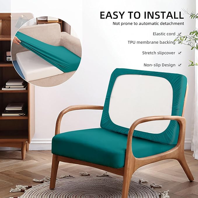 14Pcs Outdoor Cushions Covers Waterproof, Patio Cushion Covers, Stretch Cushion Covers Replacement,Cushion Slipcovers, Furniture Cushion Covers (Peacock Blue 2, 14PCS)