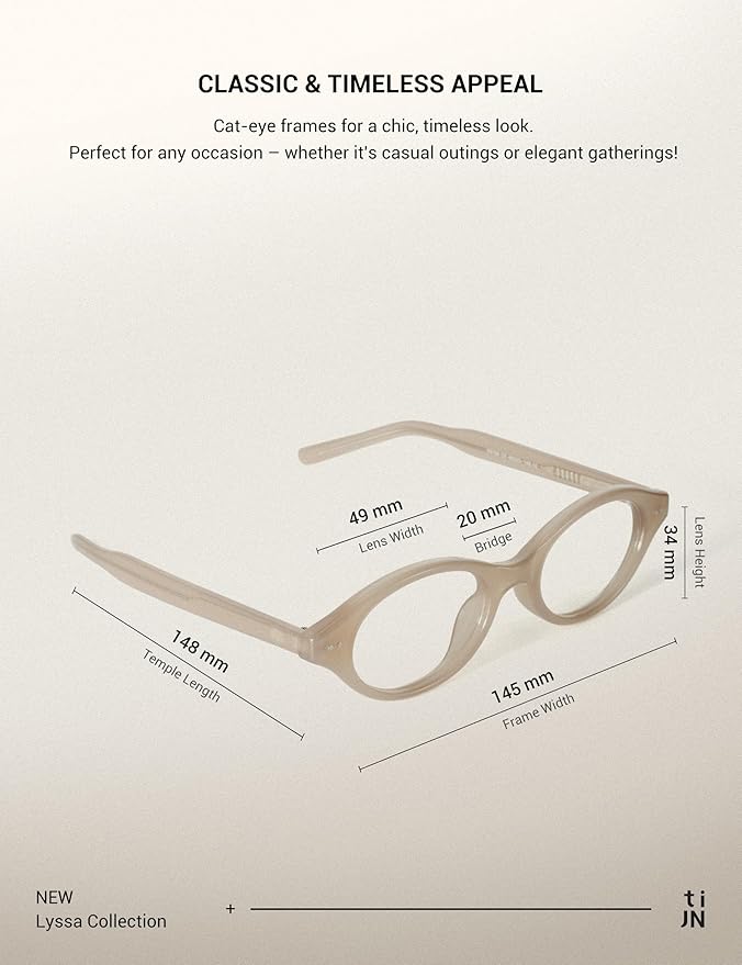 TIJN Olisa Blue Light Blocking Glasses for Women Men,Oval Glasses Frame Bluelight Glasses for Gaming/Computer/Screen