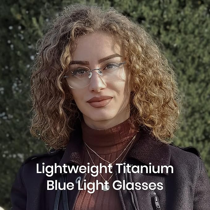 Cyxus Titanium Blue Light Glasses for Men Frameless Rimless Glasses UV protection Eyeglasses