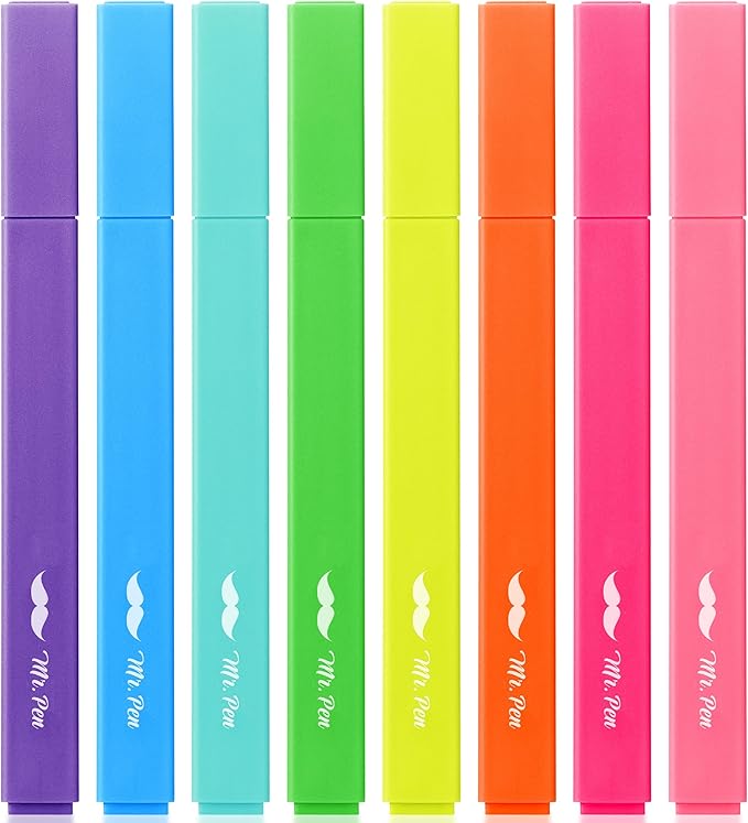 Mr. Pen- Aesthetic Highlighters, 8 pcs, Chisel Tip, Vibrant Colors, Cute Highlighters Assorted Colors, Back to School Supplies