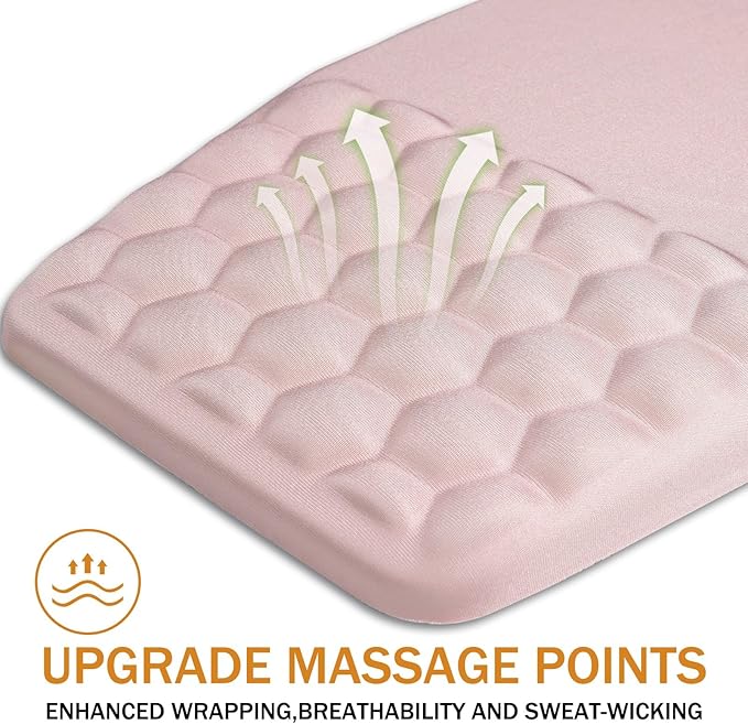 Ergonomic Mouse Pad Wrist Support,Upgrade Mousepad with Massage Design,Non-Slip PU Base Desktop Mouse Pads for Pain Relief, Computer, Office & Home,12 x 8 in（E-Pink）