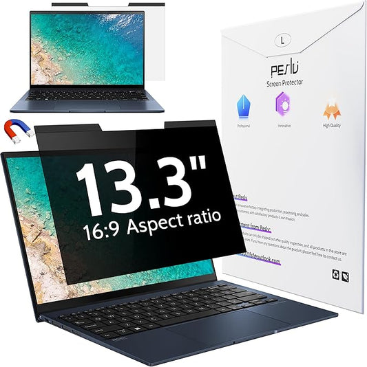 Magnetic Laptop Privacy Screen 13.3 Inch for 16:9 Computer Monitor, 13" Removable Anti Glare Protector Blue Light Filter Shield Compatible with Lenovo Hp Dell Acer Asus Thinkpad Envy Xps