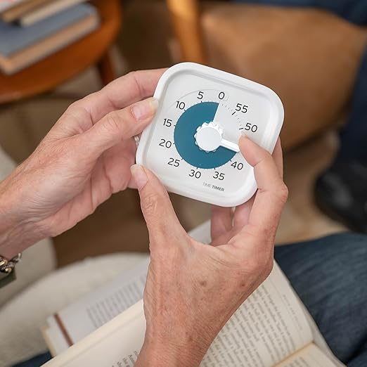 PRO Applied® Personal 60-Minute Visual Countdown Timer – Professional-Grade Timer for Therapy, Rehab, Medication Reminders, & Memory Care – Calming Blue Disk, Large Numbers, Adjustable Alert