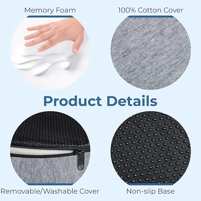 5 STARS UNITED Donut Pillow Hemorrhoid Tailbone Cushion – Large Cushion for Pain Relief – Coccyx, Prostate, Sciatica, Pelvic Floor, Pressure Sores, Pregnancy, Postpartum Recovery, Gray