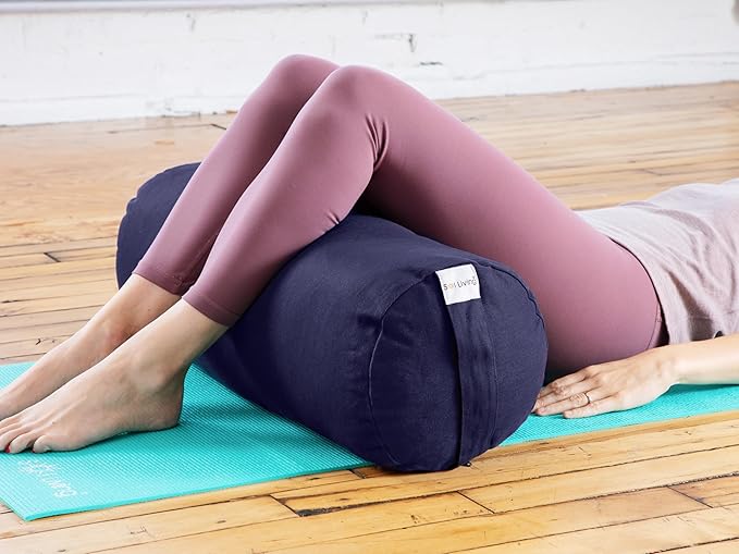 Sol Living Yoga Bolster Pillow for Restorative Meditation - 100% Cotton Cylindrical Cushion with Washable Cover for Balance Support in Asana Poses