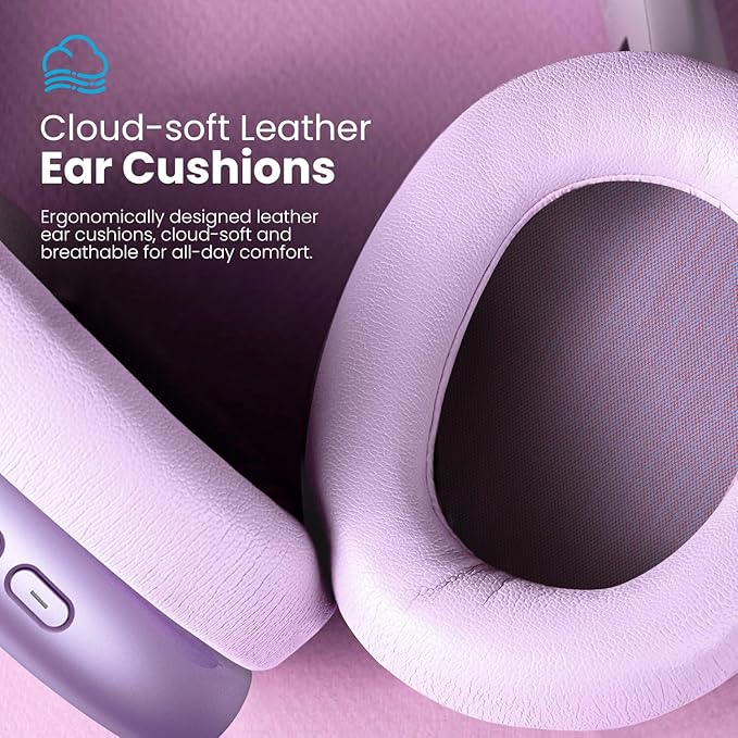 Y01 Wireless Over Ear Headphones, Noise Canceling Bluetooth 5.3 Headphones with Microphones,Hi-Res Audio,48H Playtime,Foldable,Breathable Soft Earpads for iOS/Android/Samsung/PC-Purple