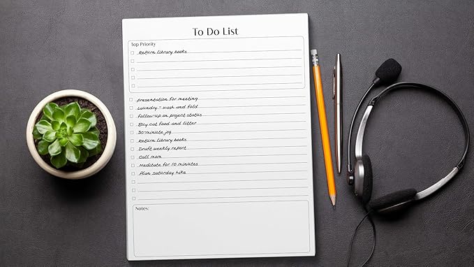 Better Office Products To Do List Notepad, 8.5" x 11", Planning Note Pad, 50 Sheets, Daily Agenda Productivity Checklist Organizer, (4 Pack)