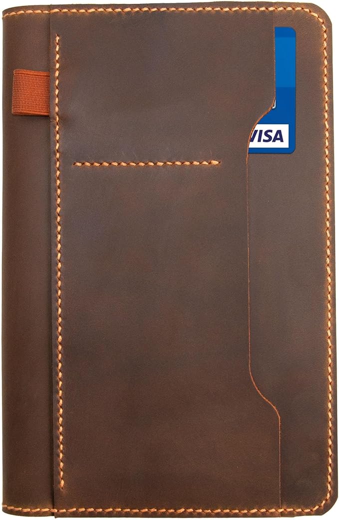 Genuine Leather Notebook Notepad Cover for TOPS The Legal Pad Writing Pads Docket 5" x 8" Cover, retro real leather portfolio folder cover organizer (Brown)