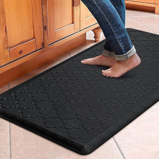 WISELIFE Cushioned Anti Fatigue Floor Mat, 17.3"x39", Thick Non Slip Waterproof Kitchen Rug, Heavy Duty PVC Foam Standing Mat for Kitchen, Floor, Home, Desk, Sink, Laundry, Black