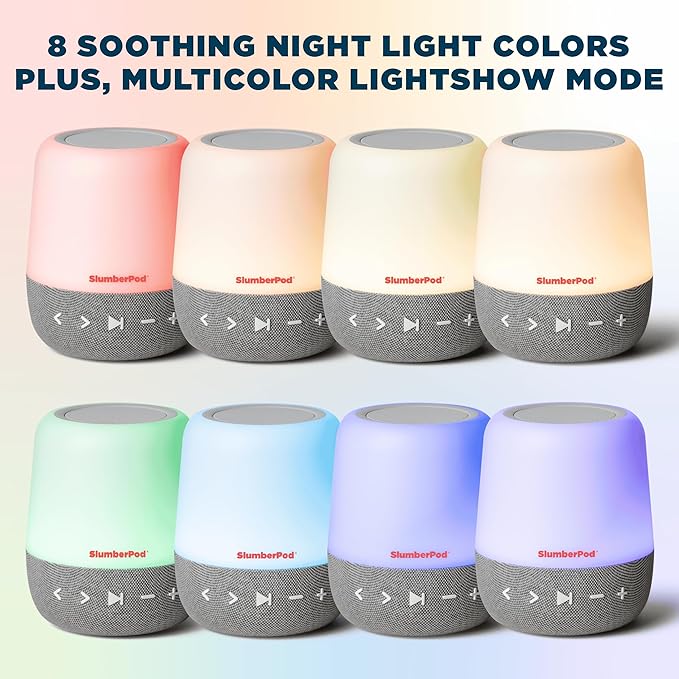 SlumberPod SlumberCalm 2-in-1 Sound Machine with Light for Kids | Baby Sleep Soother | White Noise Machine Baby | Nature Sounds | 8 Night Light Colors | Sound Machine | Rechargeable