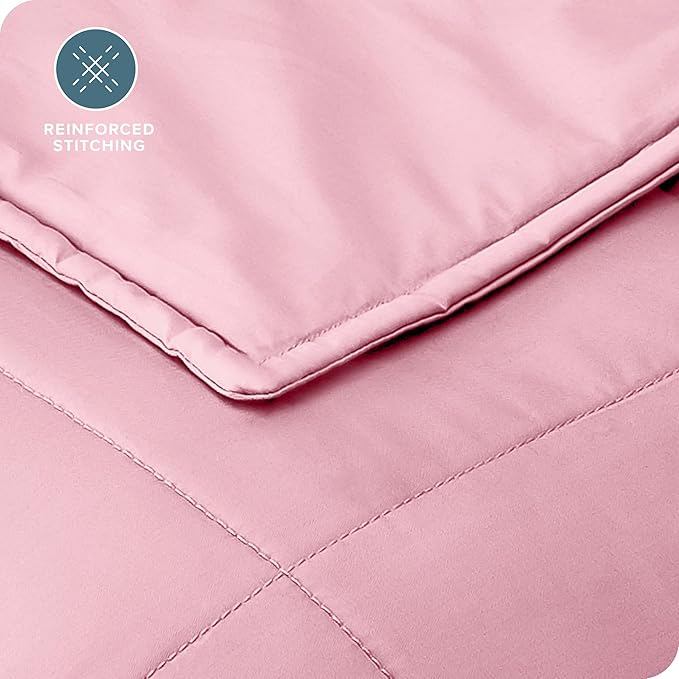 Bare Home Weighted Blanket Full or Queen Size 12lb (48" x 72") for Adults - All-Natural 100% Cotton - Premium Heavy Blanket Nontoxic Glass Beads (Light Pink, 48"x72")