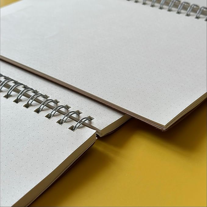 le vent 2-Pack A4 Dot Grid Spiral Notebooks - 8.5 x 11 Dotted Journals with 200 Pages of Premium 100gsm Thick Ink-Proof Paper - Large Bullet Journal for Writing, Sketching, and Work