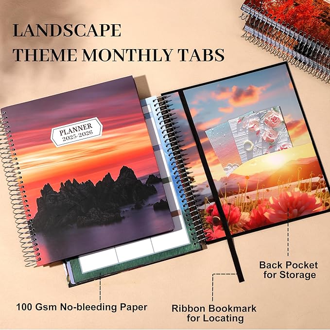 CAGIE 15 Month Planner Oct 2025-Dec 2026 Hourly Daily 2025-2026 Weekly Monthly Planners for Women 25-26 Day Hardcover Calendar Agenda with Stickers, 8.5 x 11