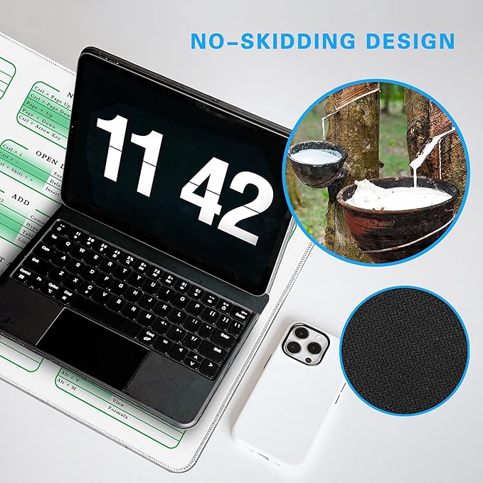 Excel Cheat Sheet Desk Pad, 31.5"x11.8", Waterproof Extra Large Excel Shortcut Mat with Stitched Edges, Anti-Slip Excel Mouse Pad for Office Desk, MS Excel/Word Shortcuts (White Excel)