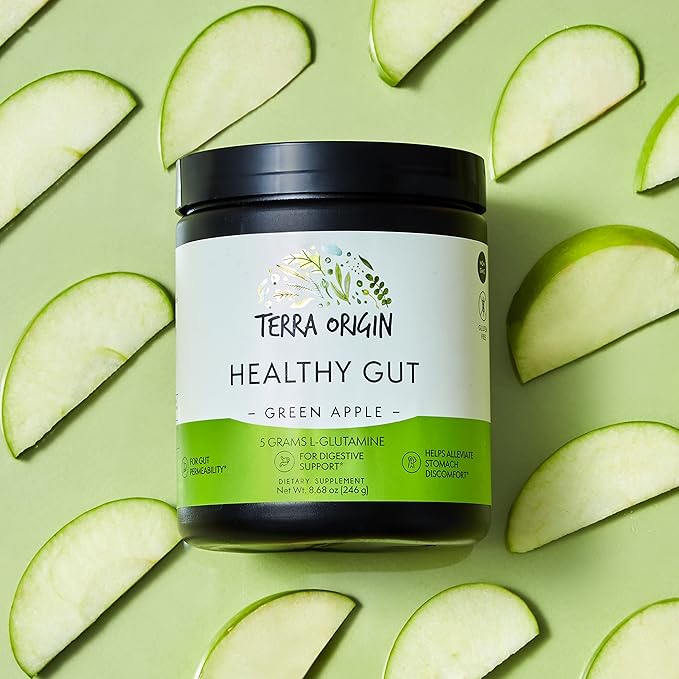 Healthy Gut Green Apple | 30-Servings with L-Glutamine, Zinc, Glucosamine, Slippery Elm Bark, Marshmallow Root and More!