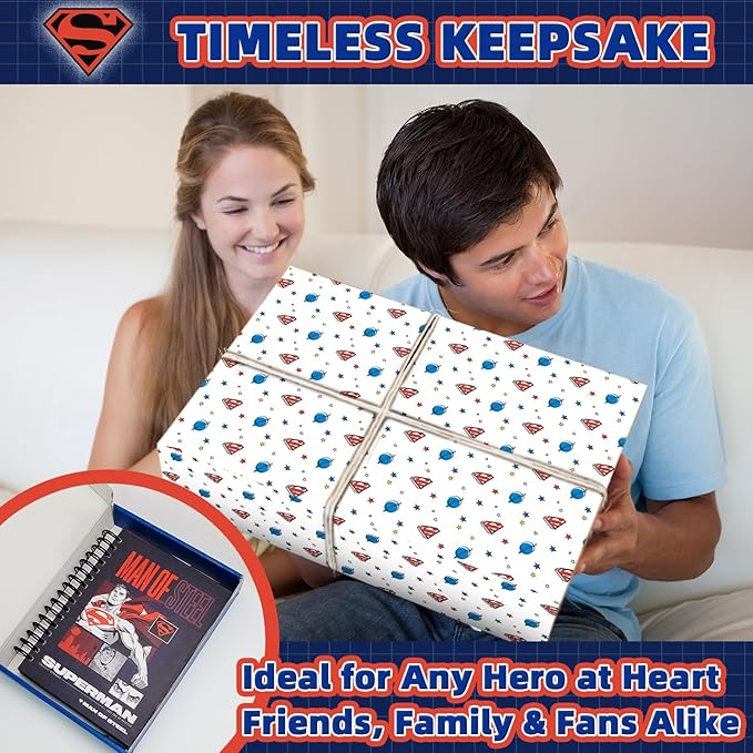 Hardcover Spiral Notebook Journal with 12 Dividers Tabs Weekly&Monthly Planner Productivity Journal Superhero Theme Leather Organizer for Work School Adults Teens and Professionals (SUPERM-REDBLACK)