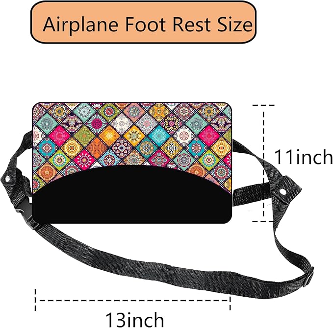 Airplane Foot Hammock Comfort Foot Hammock for Plane Travel Accessories,Airplane Gadgets,Good Use for Travel Essentials, Office,Desk (Mandala, 1 Pack)