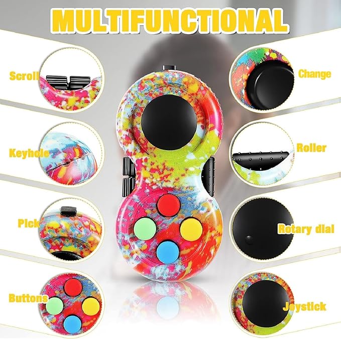 Skylety 2 Pcs Fidget Toys for Adults Fidget Pad Christmas Basket Stuffers Stress Relief Cube Clicker Controller Sensory Educational Toy for ADHD Autism Spinner(Graffiti Style)