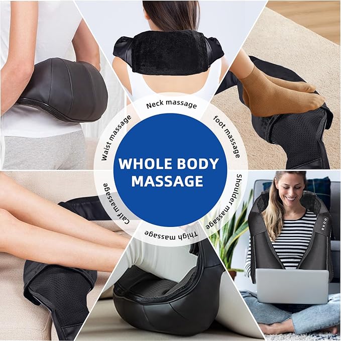 Shiatsu Neck and Back Massager with Heat,Electric Shoulder Massager for Pain Relief Deep Tissue,3D Kneading Massage,Best Gift for Men Women Parents,Home, Office Car Use