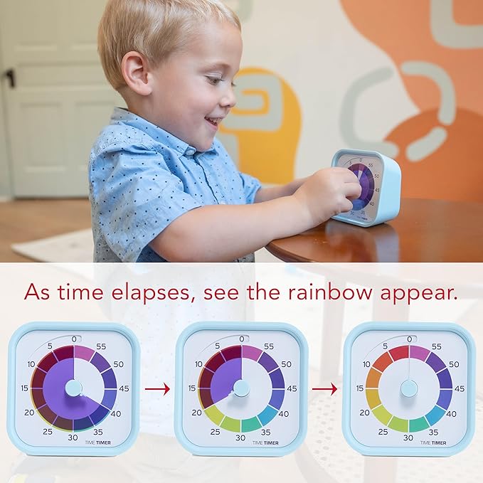 Time Timer MOD - Home Edition - Rainbow Wheel - Individual Sized 60 Minute Visual Countdown Timer with 5 Minute Color Segments for Kids, Toddlers, Students, with Silent Operation (Multicolor)