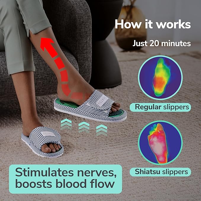 Acupressure Massage Slippers for Plantar Fasciitis & Neuropathy Relief – Reflexology Massager Sandals, Ideal Gift for Men & Women, Stress & Tension, Pain Management for Foot Health