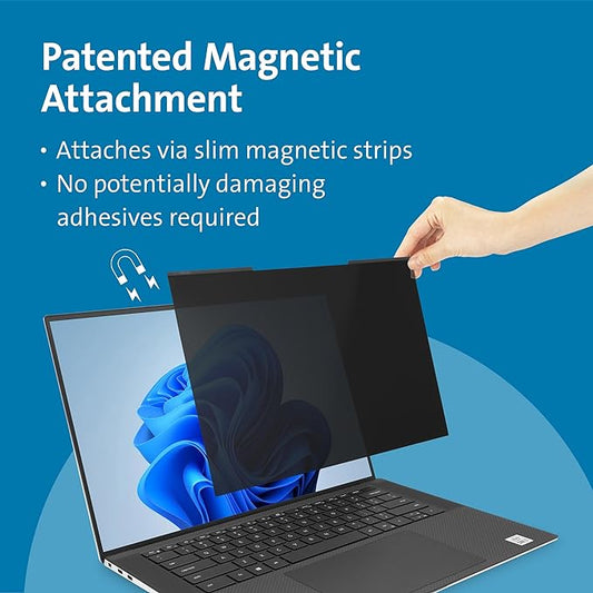 Kensington MagPro™ Magnetic Laptop Privacy Screen 15.6 inch, Removable 16:10 Laptop Privacy Filter Shield, Anti-Glare, Blue Ray Reduction, Compatible with HP/Dell/Acer/Asus/Lenovo (K55255WW)