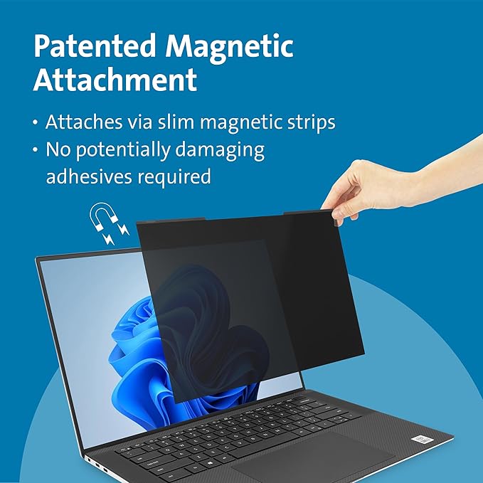 Kensington MagPro™ Magnetic Laptop Privacy Screen 16 inch, Removable 16:10 Laptop Privacy Filter Shield, Anti-Glare, Blue Ray Reduction, Compatible with HP/Dell/Acer/Asus/Lenovo (K55256WW)