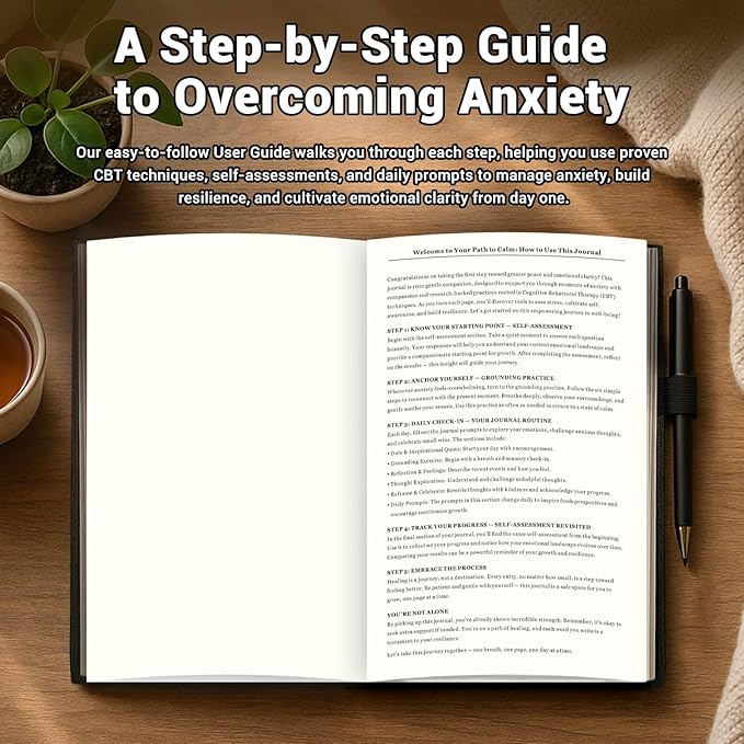 Guided Anxiety Journal for Women & Men – Cognitive Behavioral Therapy (CBT) Journal with Mindfulness Prompts, Anti-Anxiety Techniques, Overthinking & Brain Dump Journals – A Thoughtful Gift for Mental Health & Wellness
