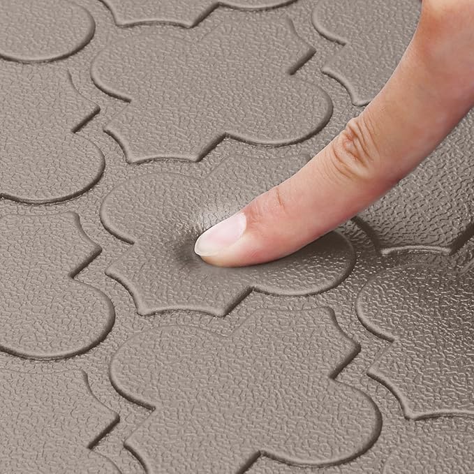 WISELIFE Kitchen Mat Cushioned Anti Fatigue Floor Mat,17.3"x39", Thick Non Slip Waterproof Kitchen Rugs and Mats,Heavy Duty PVC Foam Standing Mat for Kitchen,Floor,Home,Desk,Sink,Laundry,Khaki